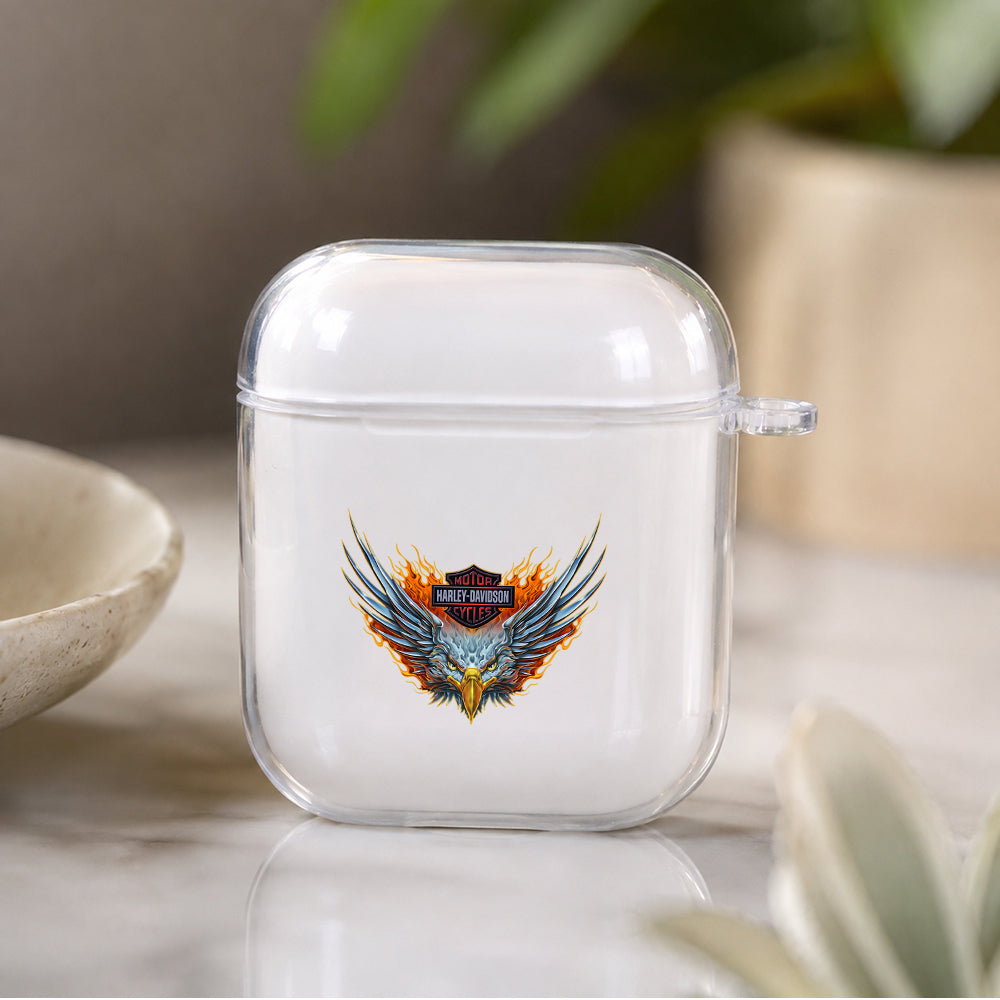 Eagle Harley Davidson Symbol Protective Clear Case Cover For Apple Airpods | Soft Silicone AirPods 1 / 2 Case | Protective Cover