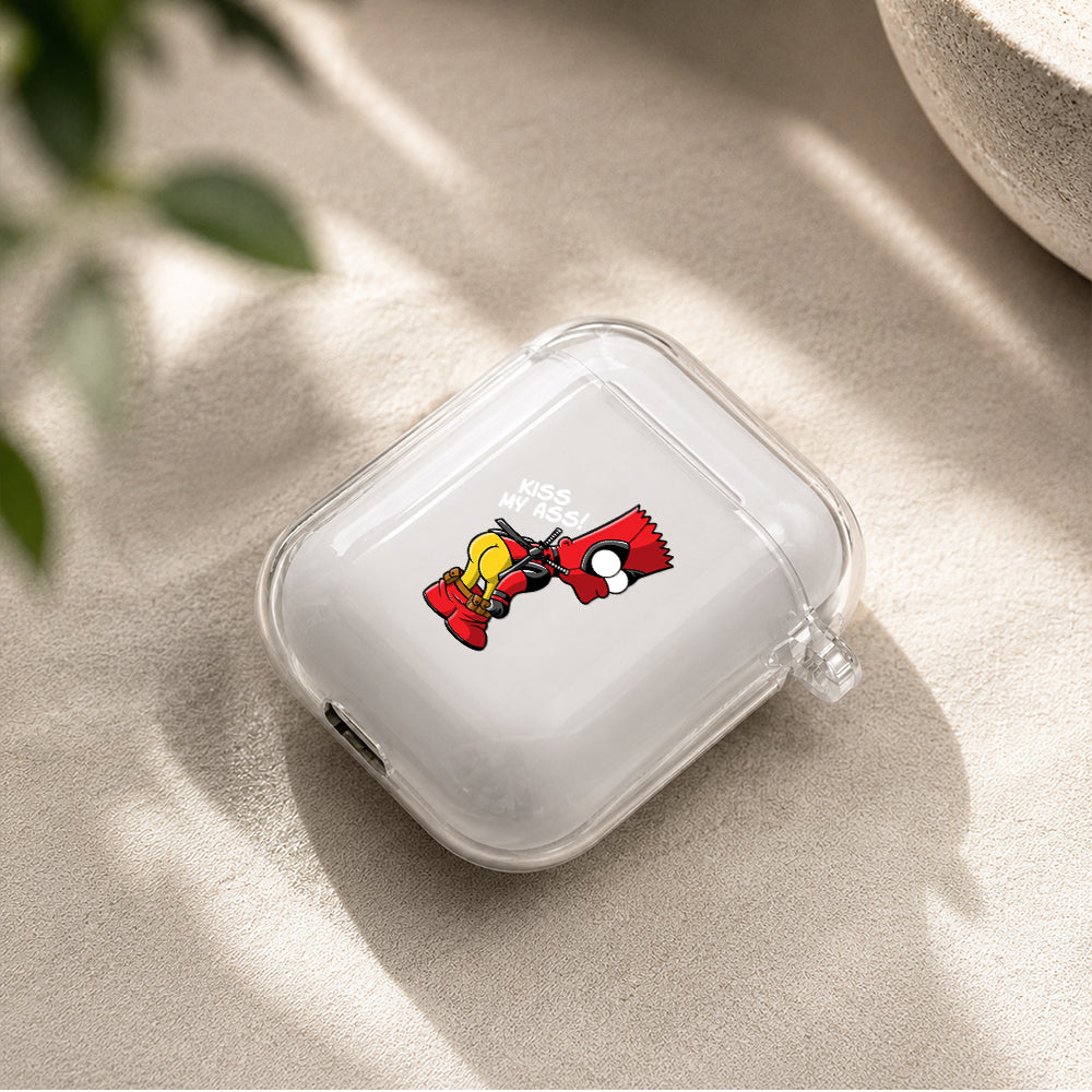 Bart Deadpool Costume Protective Clear Case Cover For Apple Airpods | Soft Silicone AirPods 1 / 2 Case | Protective Cover