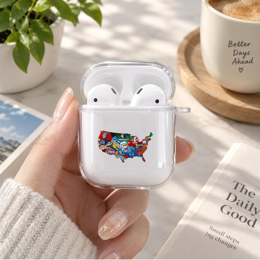 Map of NBA Protective Clear Case Cover For Apple Airpods | Soft Silicone AirPods 1 / 2 Case | Protective Cover