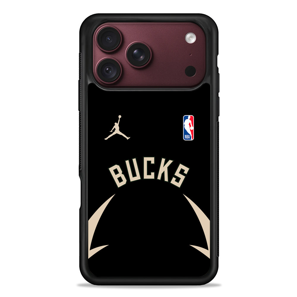 NBA Milwaukee Bucks Black Jordan iPhone 18 Pro Max Case – Slim Silicone Protective Cover