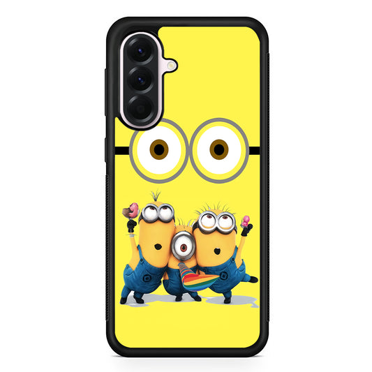 Eyes and Three Minions Samsung Galaxy A56 Case | Samsung Galaxy A56 Protective Rubber Case