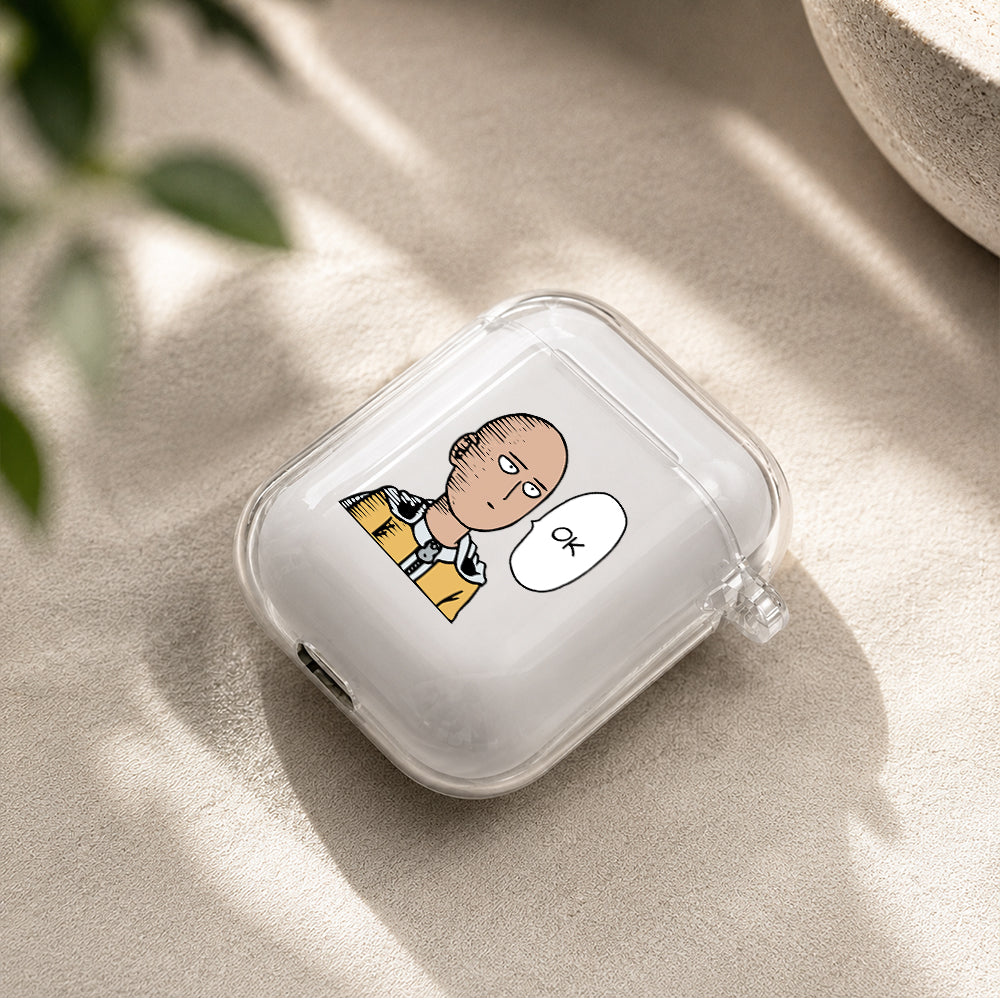 Saitama One Punch Man Protective Clear Case Cover For Apple Airpods | Soft Silicone AirPods 1 / 2 Case | Protective Cover