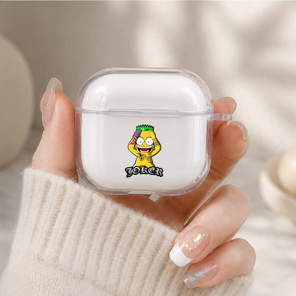 Bart Simpson Cosplay Joker Protective Apple Airpods 4 Clear Case - Durable Clear Protection