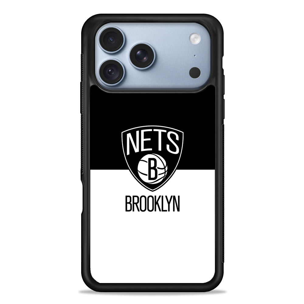 NBA Brooklyn Nets Black White iPhone 18 Pro Case - iPhone 18 Pro Silicone Case