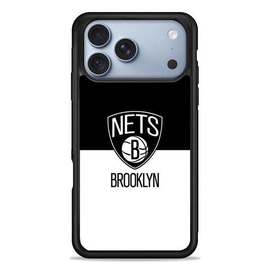 NBA Brooklyn Nets Black White iPhone 18 Pro Case - iPhone 18 Pro Silicone Case