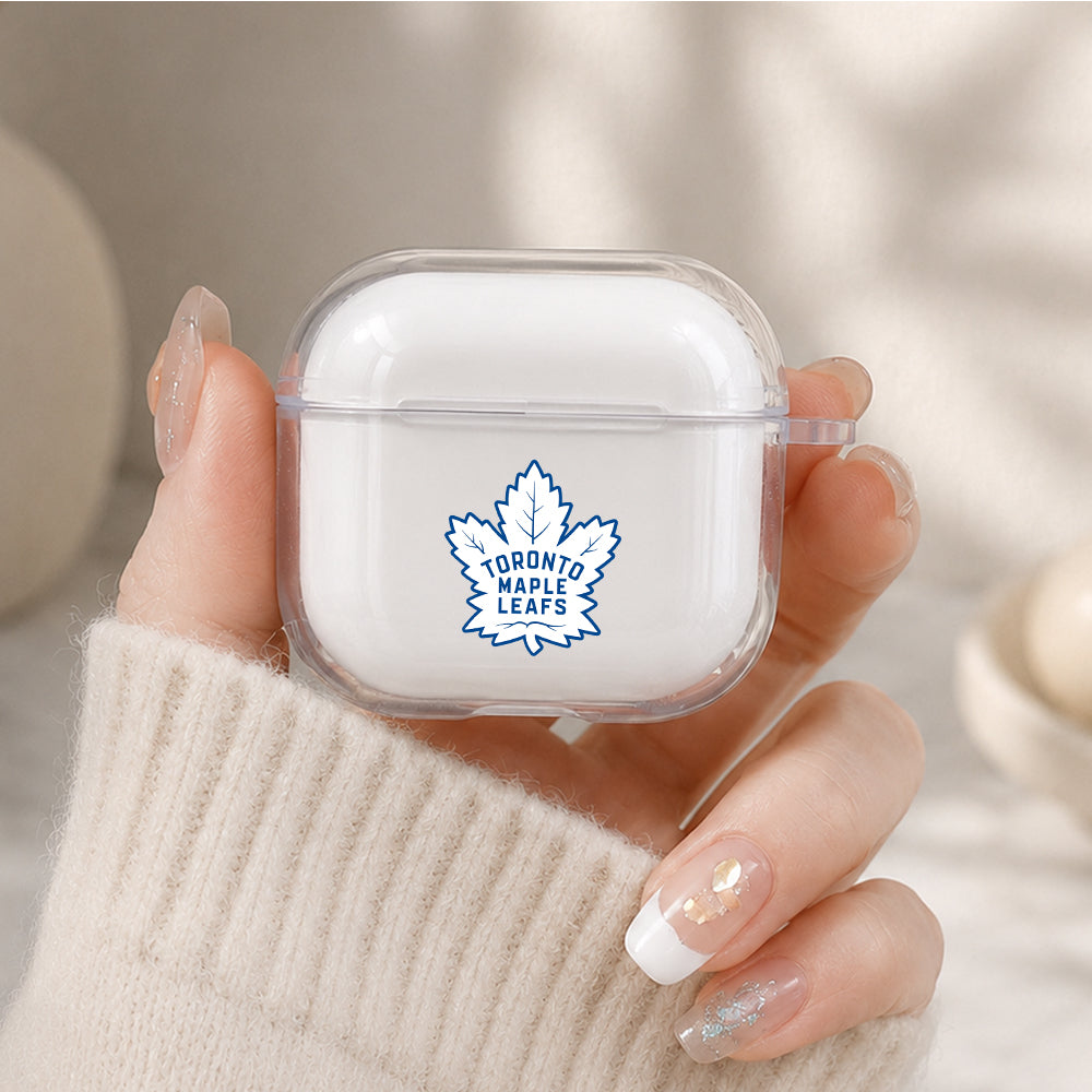NHL Toronto Maple Leafs Logo Protective Apple Airpods 4 Clear Case - Durable Clear Protection