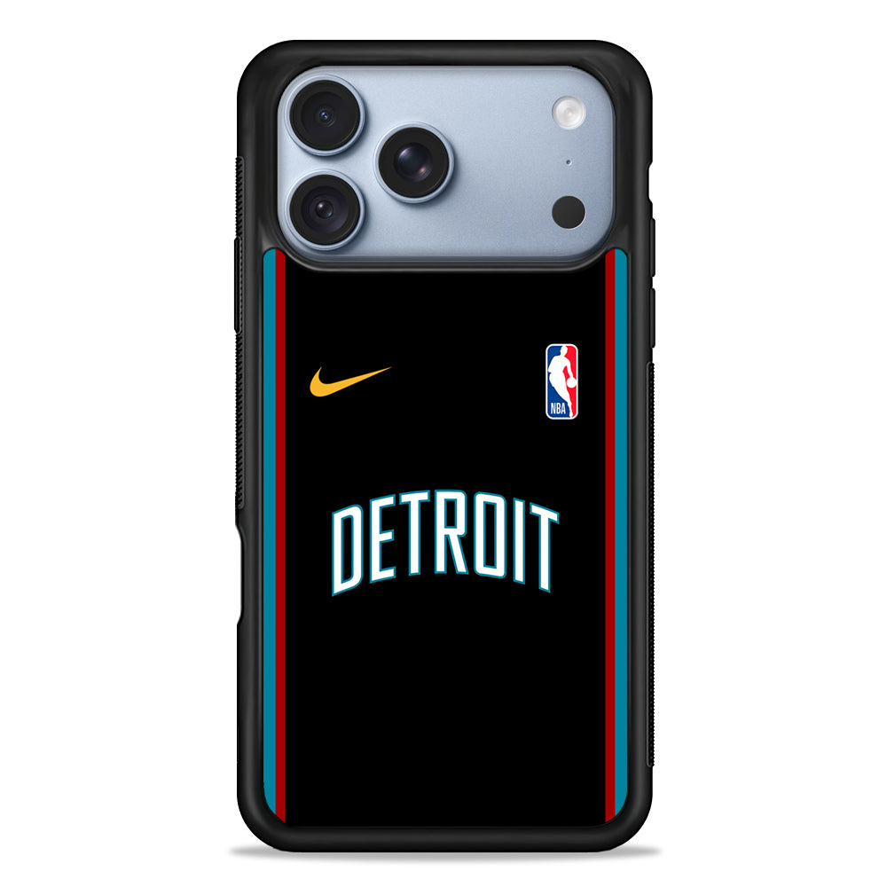 NBA Detroit Pistons Black Nike iPhone 18 Pro Case - iPhone 18 Pro Silicone Case