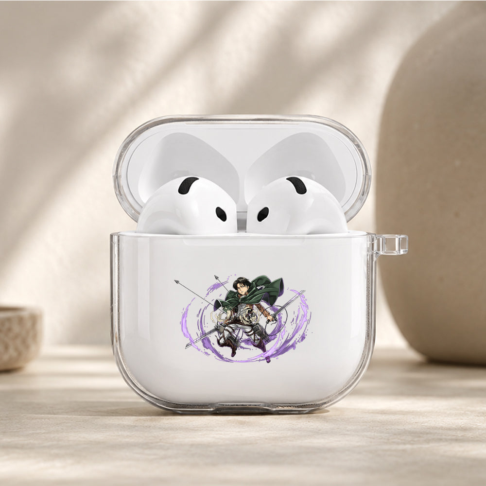 Captain Levi Deadly Spin Protective Apple Airpods 4 Clear Case - Durable Clear Protection