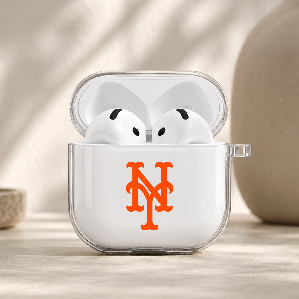 MLB New York Mets Logo Protective Apple Airpods 4 Clear Case - Durable Clear Protection