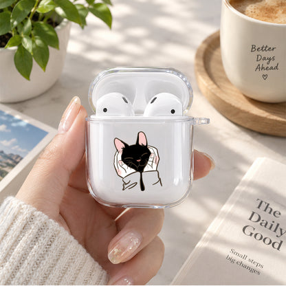 Cute Black Cat Protective Clear Case Cover For Apple Airpods | Soft Silicone AirPods 1 / 2 Case | Protective Cover