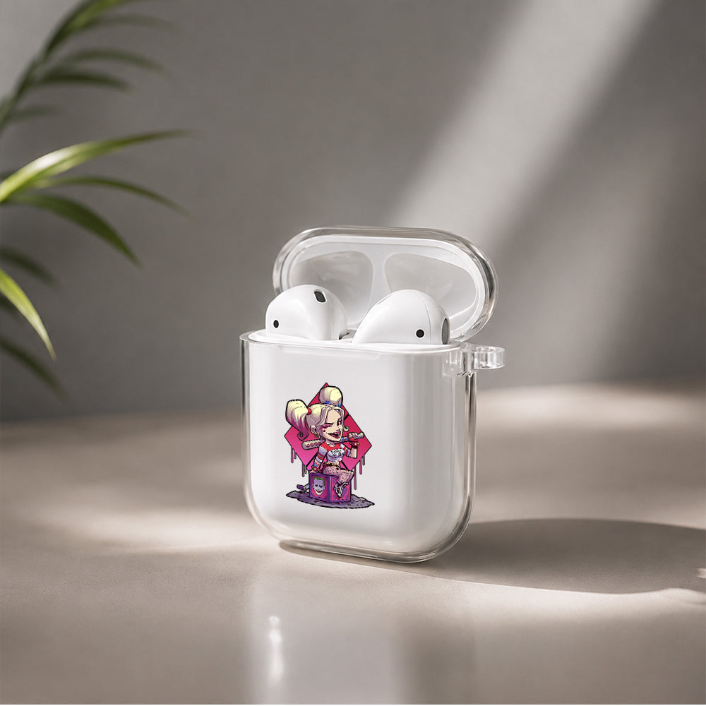 Harley Quinn Mini Cartoon Protective Clear Case Cover For Apple Airpods | Soft Silicone AirPods 1 / 2 Case | Protective Cover