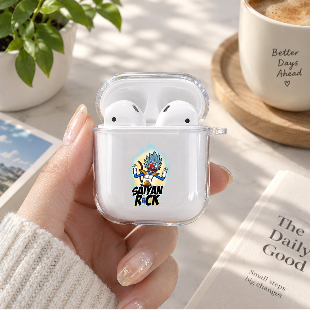 Saiyan Rick Protective Clear Case Cover For Apple Airpods | Soft Silicone AirPods 1 / 2 Case | Protective Cover