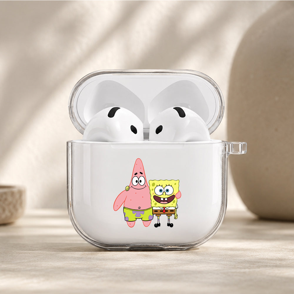 SpongeBob and Best Friend Protective Apple Airpods 4 Clear Case - Durable Clear Protection