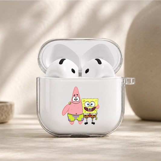 SpongeBob and Best Friend Protective Apple Airpods 4 Clear Case - Durable Clear Protection