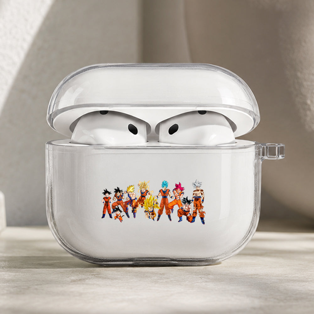Dragon Ball Transformations of Goku Protective Apple AirPods Pro 3 Clear Case | Shockproof Cover