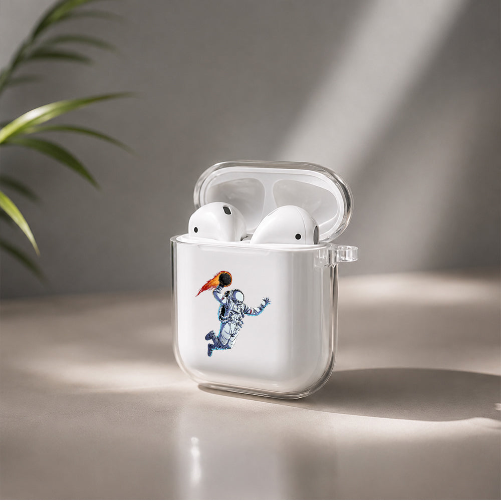 Astronauts Jump in Space Protective Clear Case Cover For Apple Airpods | Soft Silicone AirPods 1 / 2 Case | Protective Cover