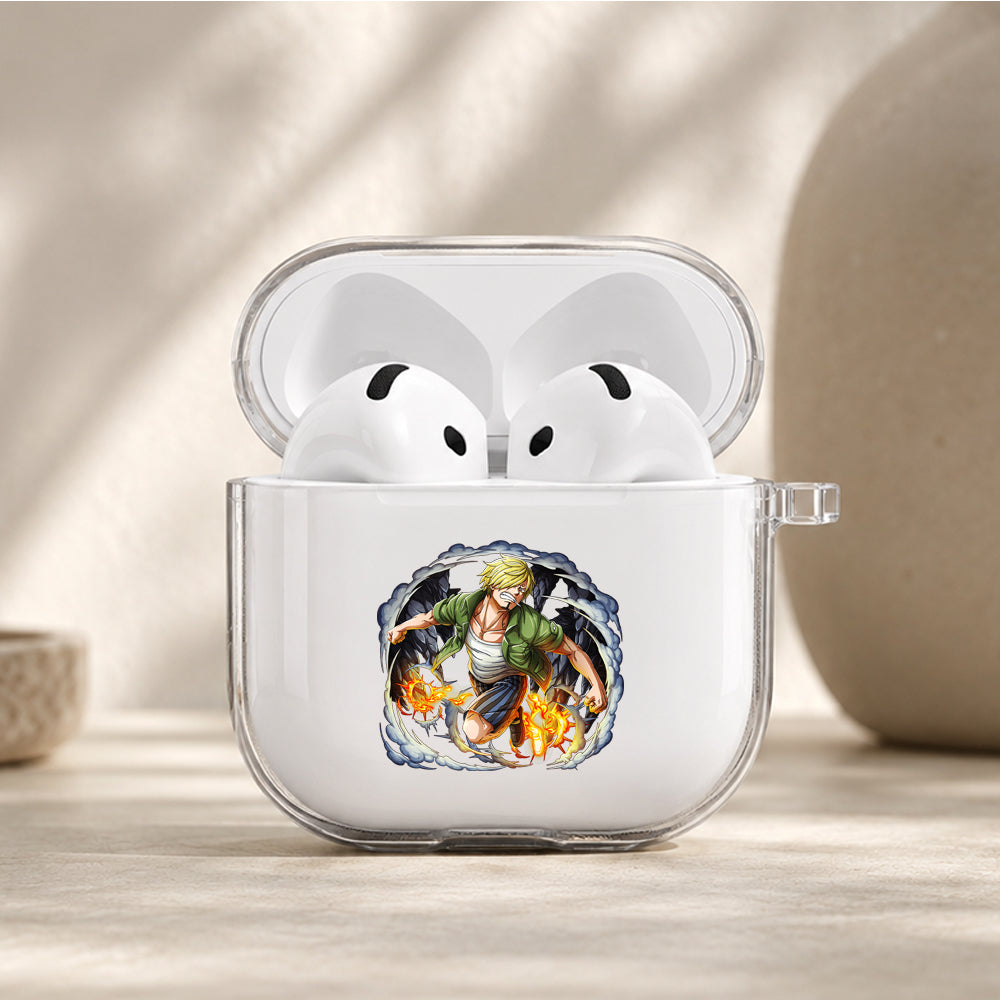 Sanji Blazing Fire Kicks Protective Apple Airpods 4 Clear Case - Durable Clear Protection