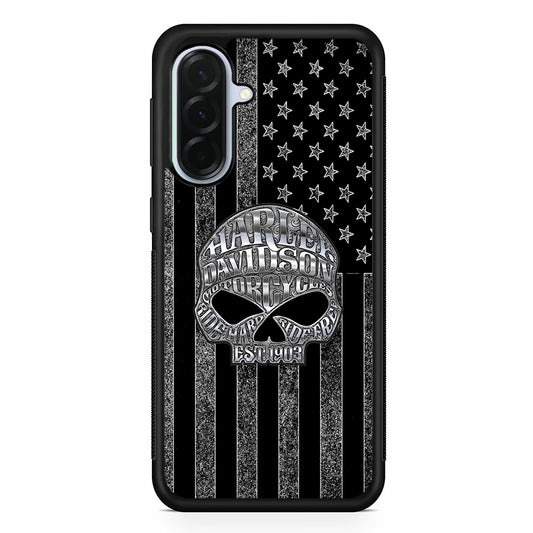 Harley Davidson US Flag Silver Samsung Galaxy A36 Case | Durable Samsung Galaxy A36 Protective Case