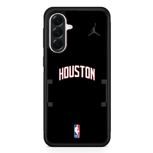 NBA Houston Rockets Black Jordan Samsung Galaxy A56 Case | Samsung Galaxy A56 Protective Rubber Case