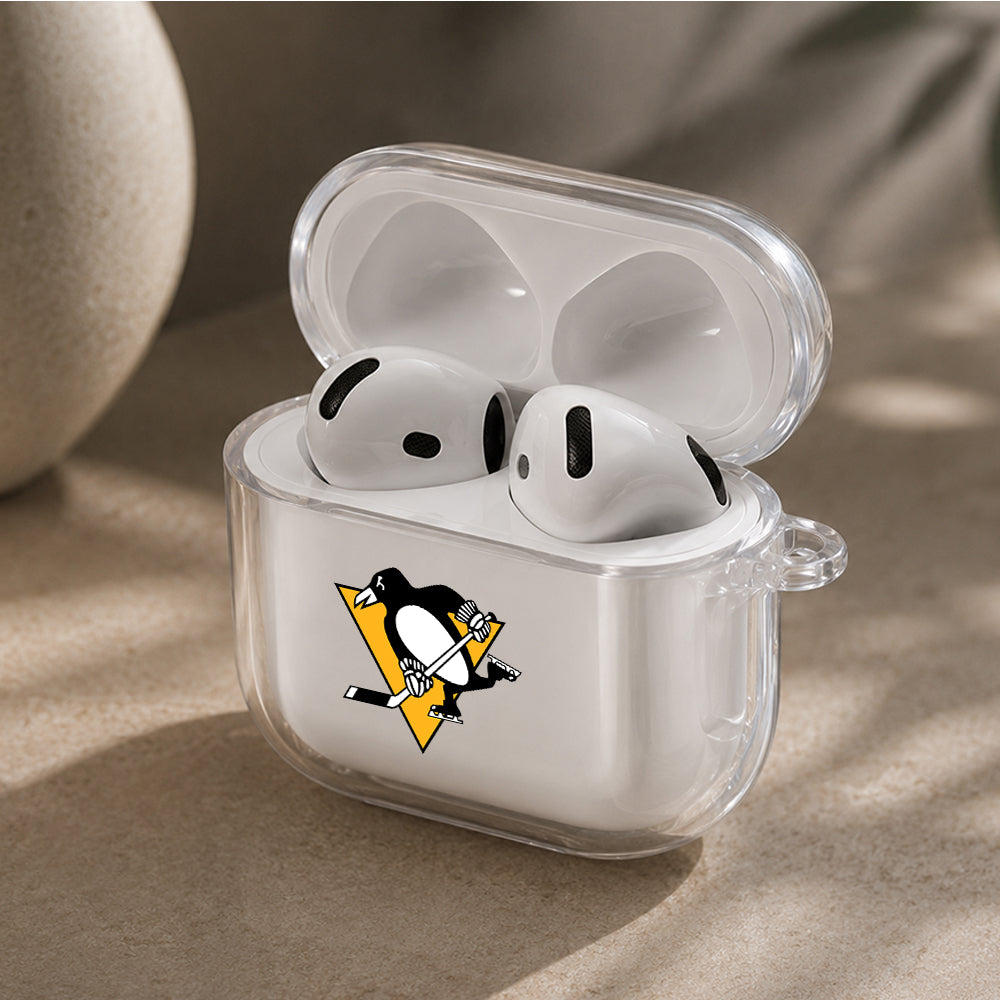 NHL Pittsburgh Penguins Logo Protective Apple Airpods 4 Clear Case - Durable Clear Protection