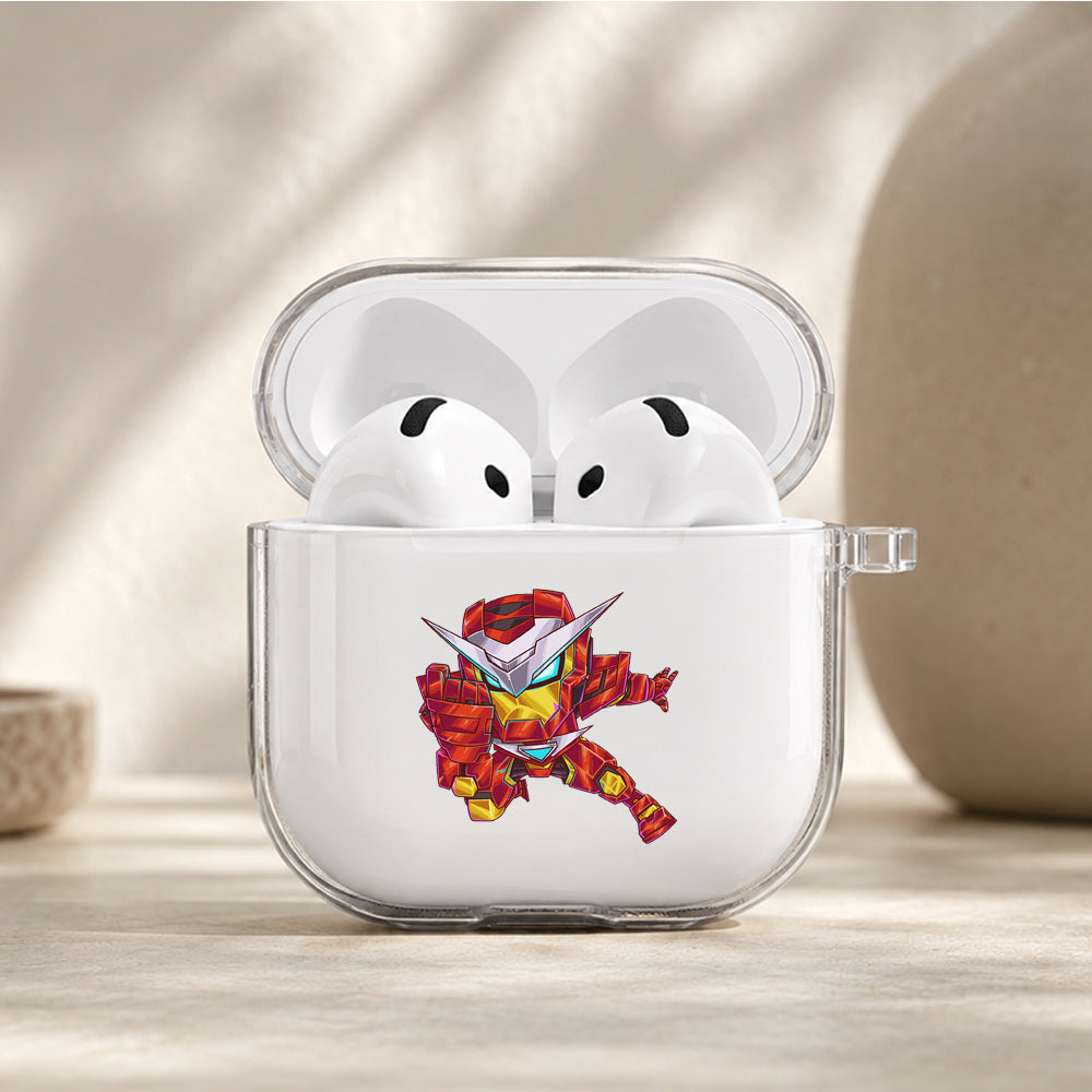 Iron Man Mech Armor Chibi Protective Apple Airpods 4 Clear Case - Durable Clear Protection