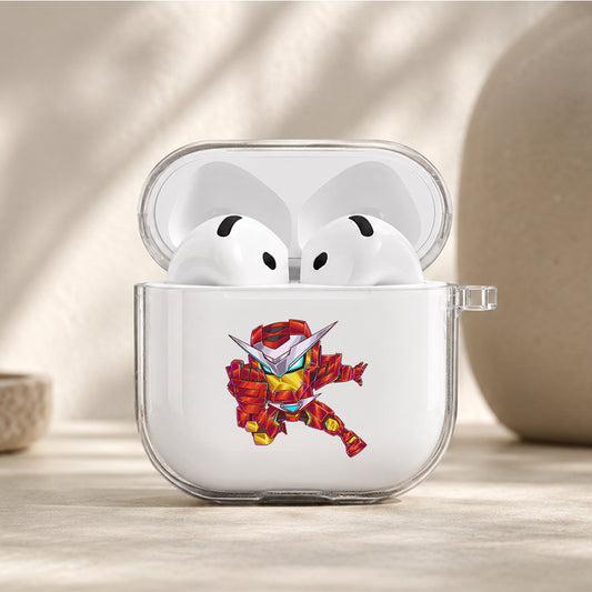 Iron Man Mech Armor Chibi Protective Apple Airpods 4 Clear Case - Durable Clear Protection