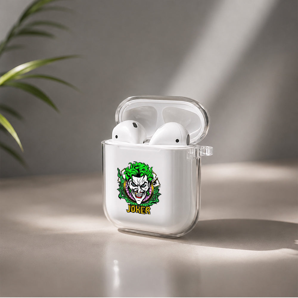 Joker Poker Face Protective Clear Case Cover For Apple Airpods | Soft Silicone AirPods 1 / 2 Case | Protective Cover