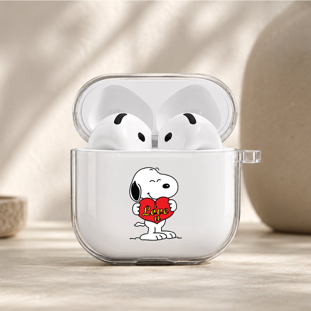 Snoopy Holds the Heart Protective Apple Airpods 4 Clear Case - Durable Clear Protection