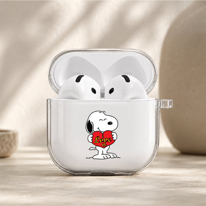 Snoopy Holds the Heart Protective Apple Airpods 4 Clear Case - Durable Clear Protection