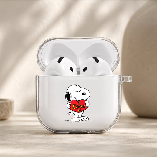 Snoopy Holds the Heart Protective Apple Airpods 4 Clear Case - Durable Clear Protection