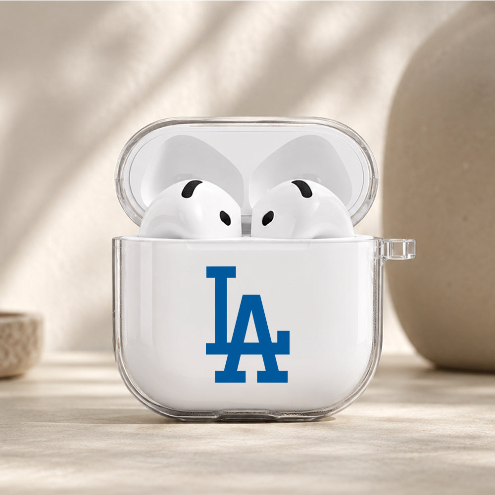 MLB Los Angeles Dodgers Logo Protective Apple Airpods 4 Clear Case - Durable Clear Protection