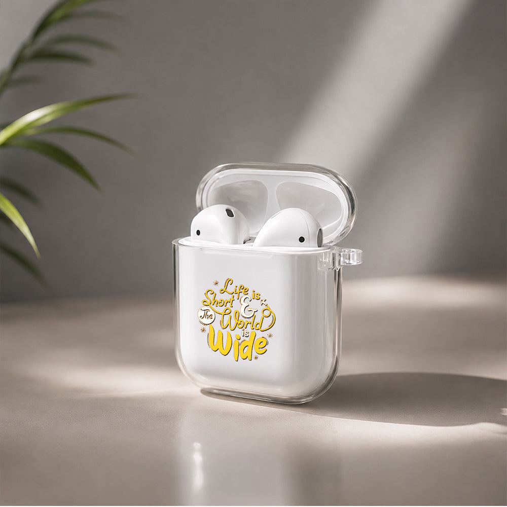 Life is Short Protective Clear Case Cover For Apple Airpods | Soft Silicone AirPods 1 / 2 Case | Protective Cover