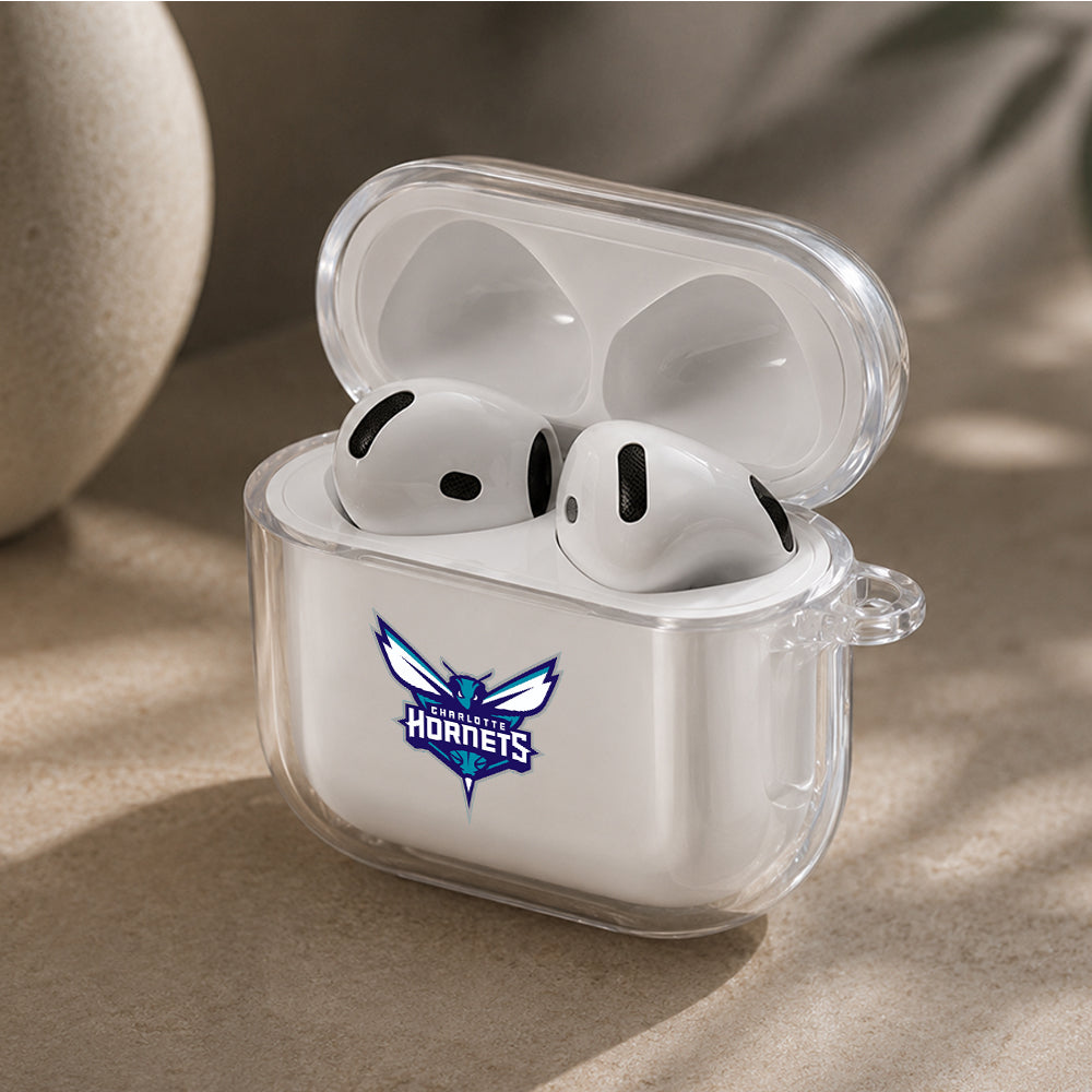 NBA Charlotte Hornets Logo Protective Apple Airpods 4 Clear Case - Durable Clear Protection