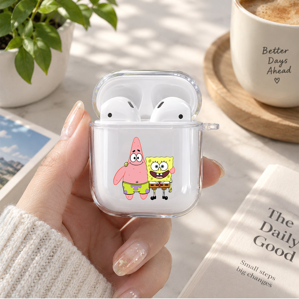SpongeBob and Patrick Best Friend Protective Clear Case Cover For Apple Airpods | Soft Silicone AirPods 1 / 2 Case | Protective Cover