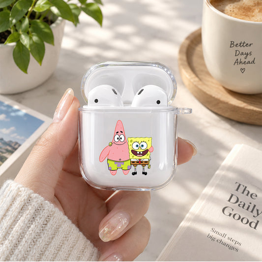 SpongeBob and Patrick Best Friend Protective Clear Case Cover For Apple Airpods | Soft Silicone AirPods 1 / 2 Case | Protective Cover