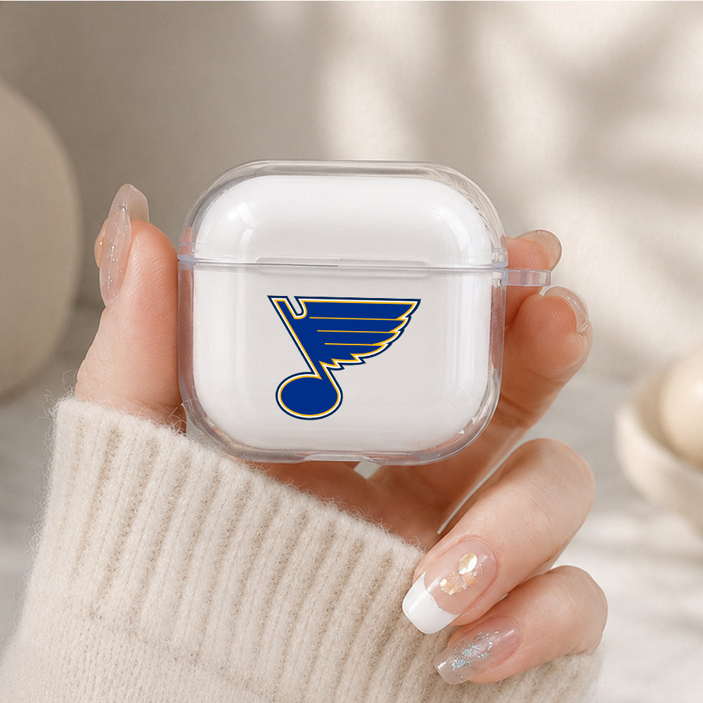 NHL St Louis Blues Logo Protective Apple Airpods 4 Clear Case - Durable Clear Protection