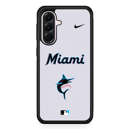 MLB Miami Marlins White Nike Samsung Galaxy A56 Case | Samsung Galaxy A56 Protective Rubber Case