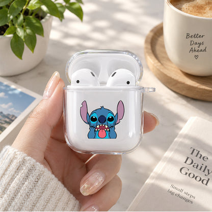 Stitch Mock Face Protective Clear Case Cover For Apple Airpods | Soft Silicone AirPods 1 / 2 Case | Protective Cover