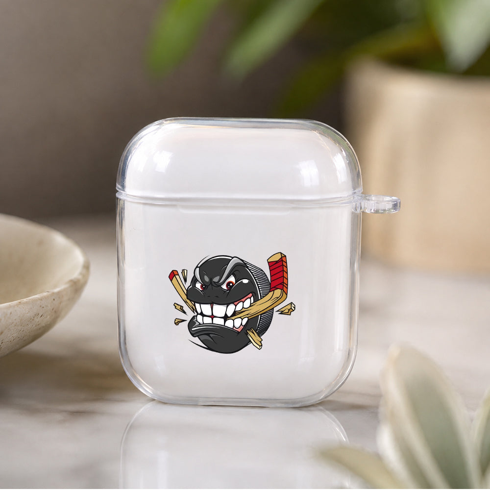 Hockey Ice Puck Cartoon Protective Clear Case Cover For Apple Airpods | Soft Silicone AirPods 1 / 2 Case | Protective Cover