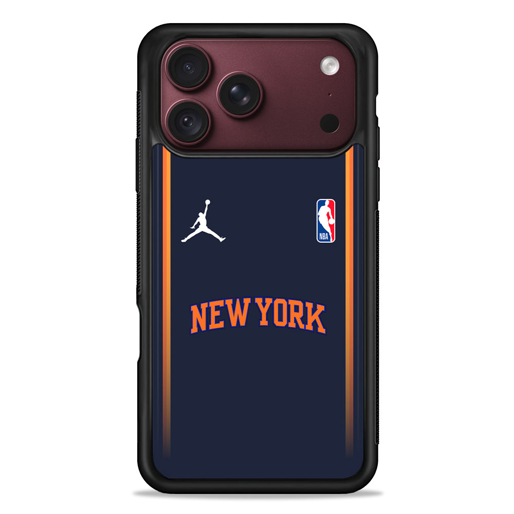 NBA New York Knicks Navy Jordan iPhone 18 Pro Max Case – Slim Silicone Protective Cover