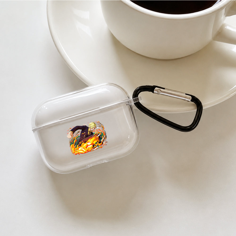 Vinsmoke Sanji Fiery Rush Protective Apple AirPods Pro 3 Clear Case | Shockproof Cover