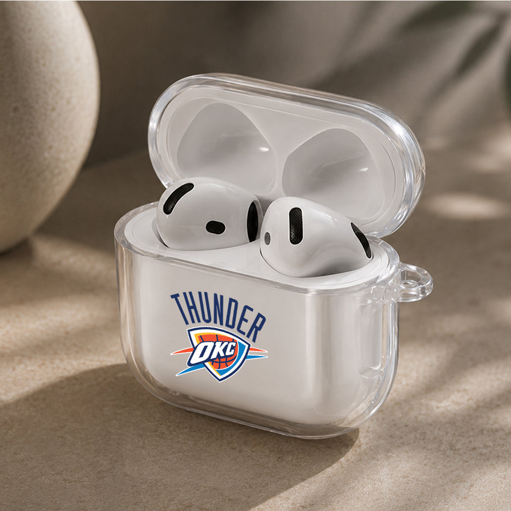 NBA Oklahoma City Thunder Logo Protective Apple Airpods 4 Clear Case - Durable Clear Protection