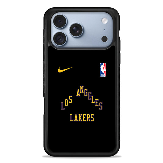 NBA Los Angeles Lakers Black Nike iPhone 18 Pro Case - iPhone 18 Pro Silicone Case