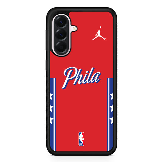 NBA Philadelphia 76ers Red Jordan Samsung Galaxy A56 Case | Samsung Galaxy A56 Protective Rubber Case