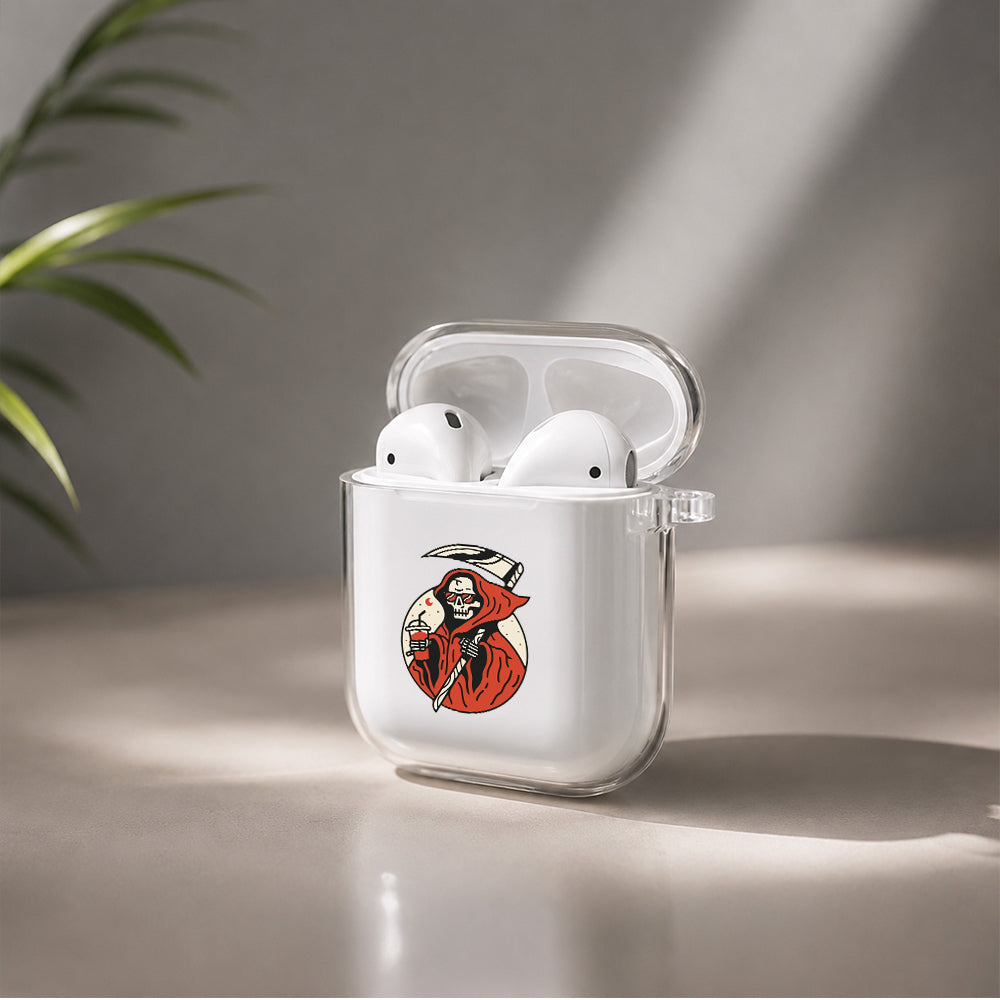 Tired Skull Protective Clear Case Cover For Apple Airpods | Soft Silicone AirPods 1 / 2 Case | Protective Cover