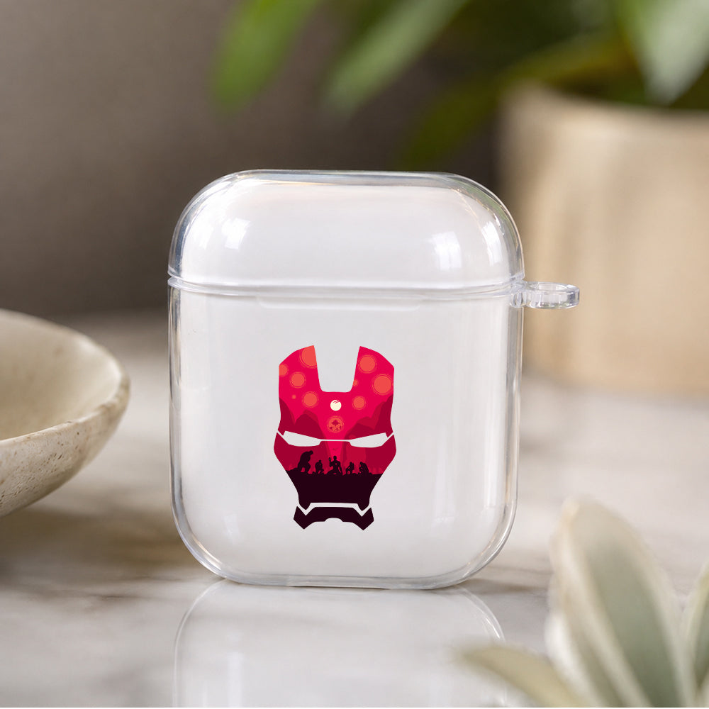 Avenger Iron Mask Protective Clear Case Cover For Apple Airpods | Soft Silicone AirPods 1 / 2 Case | Protective Cover