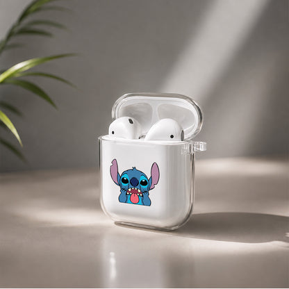 Stitch Mock Face Protective Clear Case Cover For Apple Airpods | Soft Silicone AirPods 1 / 2 Case | Protective Cover