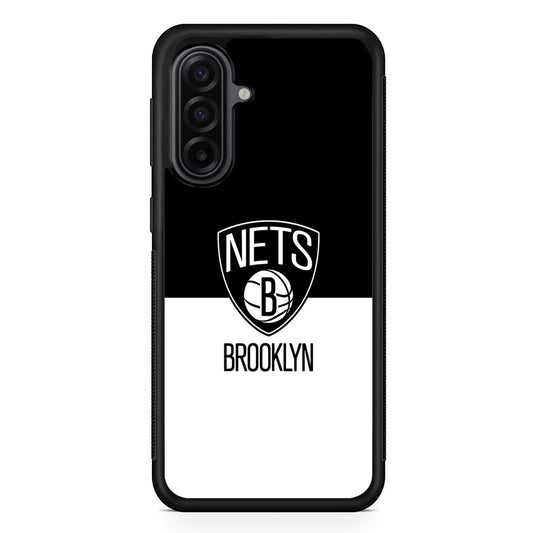 NBA Brooklyn Nets Black White Samsung Galaxy A17 Case | Durable Rubber Samsung Galaxy A17 Phone Case