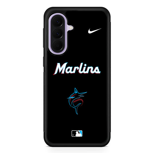 MLB Miami Marlins Black Nike Samsung Galaxy A37 Case | Samsung Galaxy A37 Rubber Protective Case