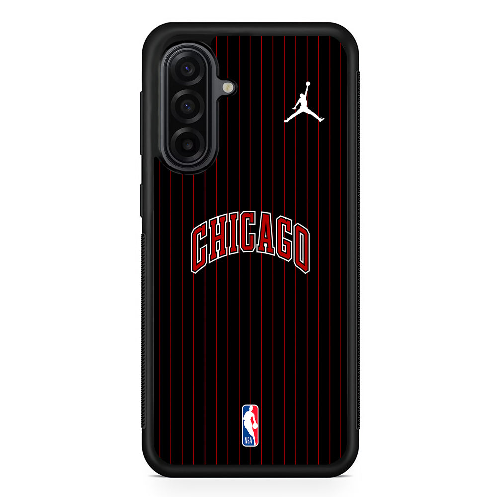 NBA Chicago Bulls Black Jordan Samsung Galaxy A17 Case | Durable Rubber Samsung Galaxy A17 Phone Case